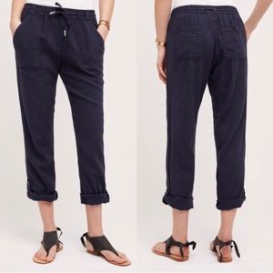 Anthropologie Hei Hei navy linen drawstring pants
